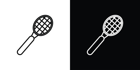 Racquet icon outline pictogram isolated on white. Vector Icon shape.