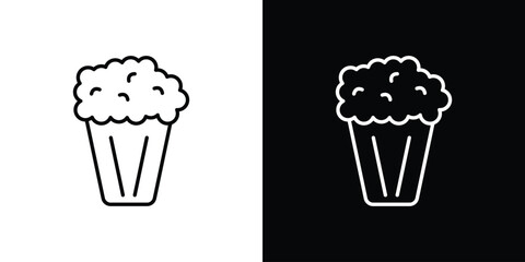 Popcorn icon outline pictogram isolated on white. Vector Icon shape.