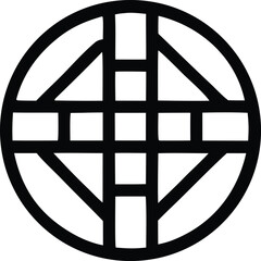 Geometric symbol abstract design circular pattern stylized abstract graphic art black and white minimalist emblem symbolism