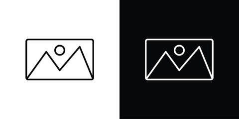 Picture icon outline pictogram isolated on white. Vector Icon shape.