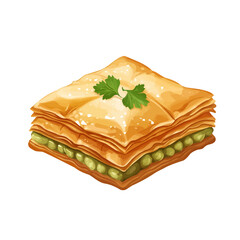 Flat 2D Baklava illustration, vector graphic in icon style, on white background
