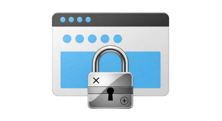 Isolated Application Window Browser Security Padlock, Access Protected Web Page Icon Symbol