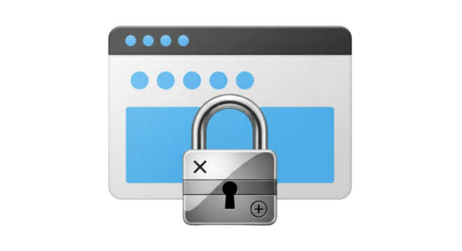 Isolated Application Window Browser Security Padlock, Access Protected Web Page Icon Symbol