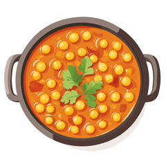 2D flat vector illustration of a Chana Masala in icon style, isolated on white background