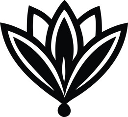 Stylized black lotus flower symbol digital art geometric design elegant floral icon minimalist botanical graphic