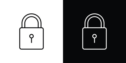 Lock icon outline pictogram isolated on white. Vector Icon shape.