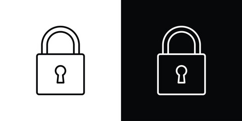 Lock icon outline pictogram isolated on white. Vector Icon shape.