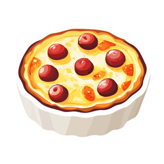 Flat 2D Clafoutis illustration, vector graphic in icon style, on white background