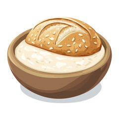 Minimal flat vector of a Chowder Bread Bowl, 2D icon-style illustration on white background
