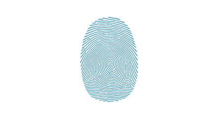 Isolated blue fingerprint illustration, biometric identification concept for security systems