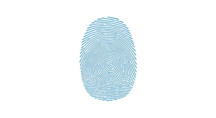 Isolated blue fingerprint illustration, biometric identification concept for security systems