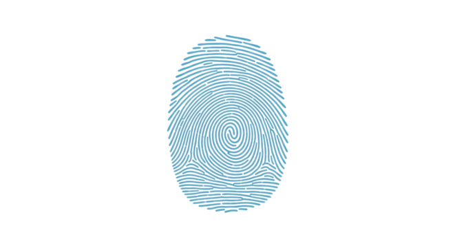 Isolated blue fingerprint illustration, biometric identification concept for security systems