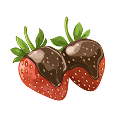 Flat 2D Chocolate-covered Strawberries illustration, vector graphic in icon style, on white background