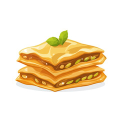 Flat 2D Baklava illustration, vector graphic in icon style, on white background