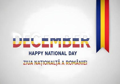 Romania National Day December 1st Celebration Design with Flag Colors and Romanian Text Ziua Națională a României - Powered by Adobe
