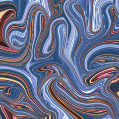 Obraz premium Colorful abstract swirl design with flowing blue, pink, and orange curves, perfect for creative backgrounds, digital art, or modern abstract concepts.