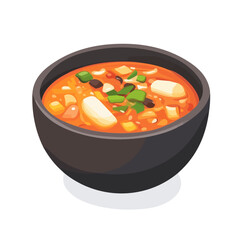 Flat 2D Kimchi Stew illustration, vector graphic in icon style, on white background