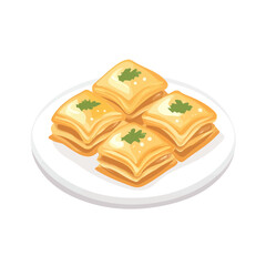 Flat 2D Baklava illustration, vector graphic in icon style, on white background