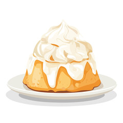2D flat vector illustration of a Baked Alaska in icon style, isolated on white background
