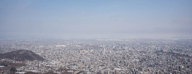 cityscape of Sapporo on top of Mount Moiwa