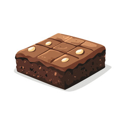 Minimal flat vector of a Brownie, 2D icon-style illustration on white background