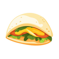 2D flat vector illustration of a Banh Xeo in icon style, isolated on white background