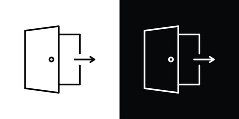 Exit icon outline pictogram isolated on white. Vector Icon shape.
