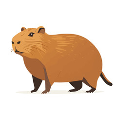 Flat 2D Capybara illustration, vector graphic in icon style, on white background