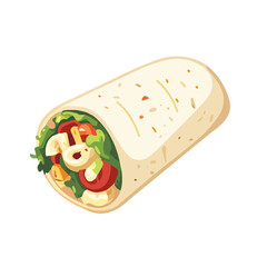 Burrito, flat style 2D vector image, isolated on a white background
