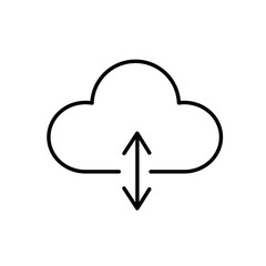 An icon of a cloud with up and down arrows, representing cloud sync and data backup, created in line style with editable stroke