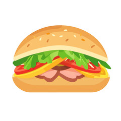Minimal flat vector of a Banh Xeo, 2D icon-style illustration on white background