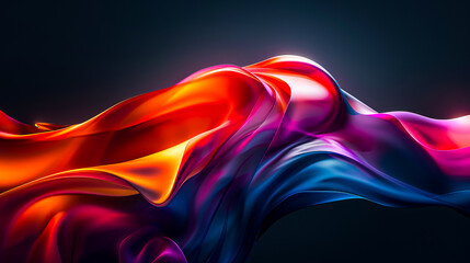 Naklejka premium Vibrant swirling abstract fabric waves with a spectrum of bright colors like red orange yellow blue and purple