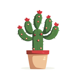 Christmas Cactus, flat style 2D vector image, isolated on a white background