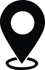 Modern black location pin icon symbol representing navigation finding place pinpoint and geographic positioning