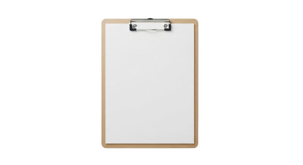 Isolated wooden clipboard with paper for office task or checklist notes for presentation