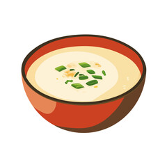 Flat 2D vector illustration of Chawanmushi, simple icon style on a clean white background.