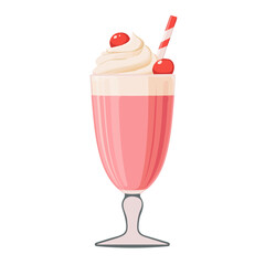 2D flat vector illustration of a Milkshake in icon style, isolated on white background