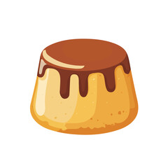 Malva Pudding, 2D flat vector illustration, simple and modern style, isolated on a plain white background.