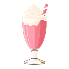 Modern flat 2D vector illustration of Milkshake, clean and minimal design, isolated on white background.