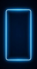 Abstract Neon Frame Border with Glowing Blue Light on Dark Background Perfect for Modern Design and Technology Concepts