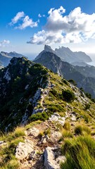 Obraz premium Mountain path under a vibrant sky (1)