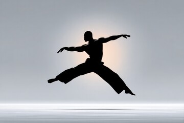 Dynamic silhouette in mid-air showcases grace and strength again