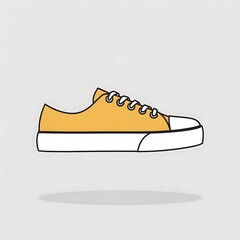 Trendy Mustard Yellow Sneaker Illustration with Clean Lines a Simple Vector Design on a Neutral Background Promoting Style Comfort and Modern Fashion