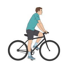 Illustration of a Man Riding a Bicycle Representing Active Lifestyle and Sustainable Transportation in Urban or Rural Environments with a Focus on Health and EcoFriendliness
