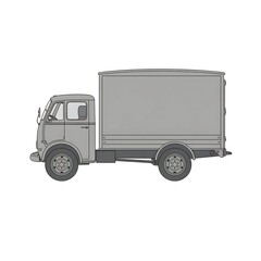 Classic Delivery Van Illustration in Gray Tones a Vintage Vehicle for Transport and Logistics Services Depicting a Nostalgic Era of Commercial Transportation