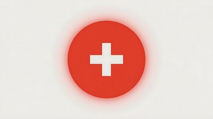 Obraz premium Red Circle with White Cross and Soft Glow