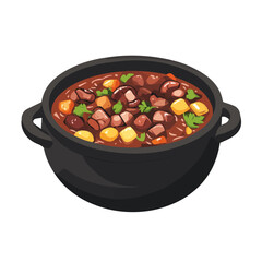 2D flat vector illustration of a Feijoada in icon style, isolated on white background