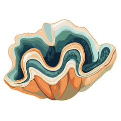 Minimal flat vector of a Giant Clam, 2D icon-style illustration on white background