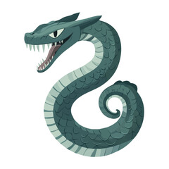 Jormungandr Serpent, flat style 2D vector image, isolated on a white background