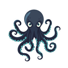 Flat 2D Kraken illustration, vector graphic in icon style, on white background